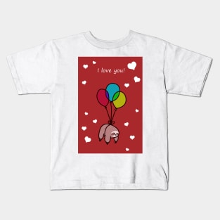 "I love You" Balloon Sloth Kids T-Shirt